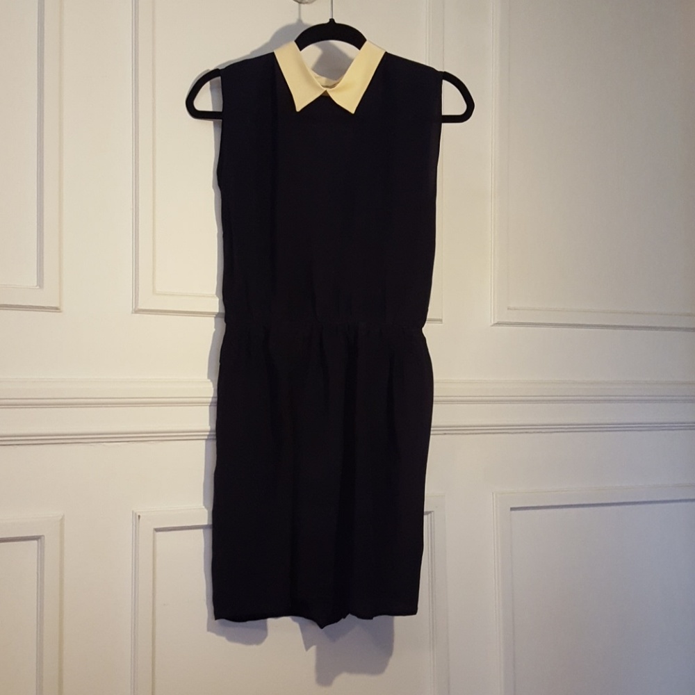 Sessùn Navy and Cream open back silk dress Size M